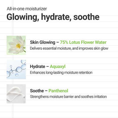Calming Lotus Cream – Lightweight Hydrating & Soothing Moisturizer Face Cream for Sensitive Skin | 75% Lotus Water Extract & Niacinamide for Anti-Aging | Vegan Korean Skincare (2.03 Fl Oz)