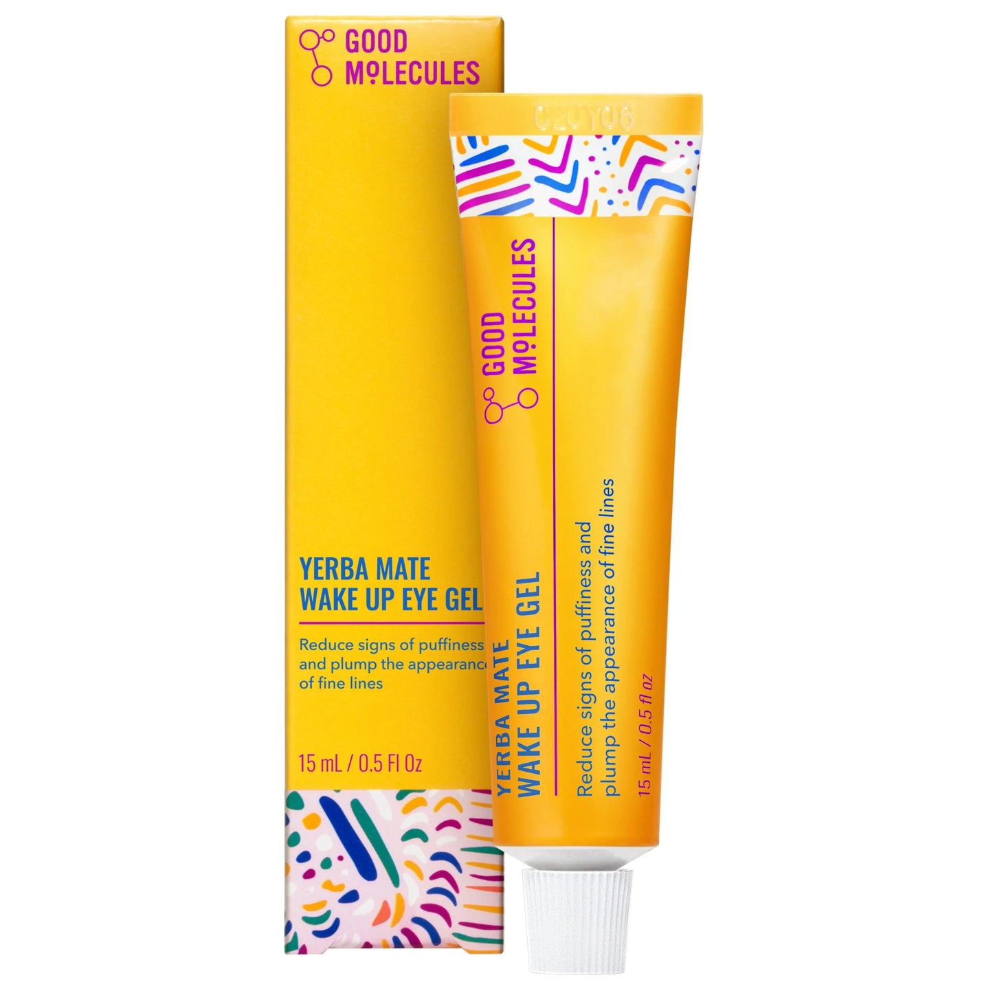 Yerba Mate Wake up Eye Gel - Hydrating Undereye Gel Cream with Hyaluronic Acid & Caffeine, Targets Dark Circles & Puffiness, Skincare for Face, 0.5 Fl Oz
