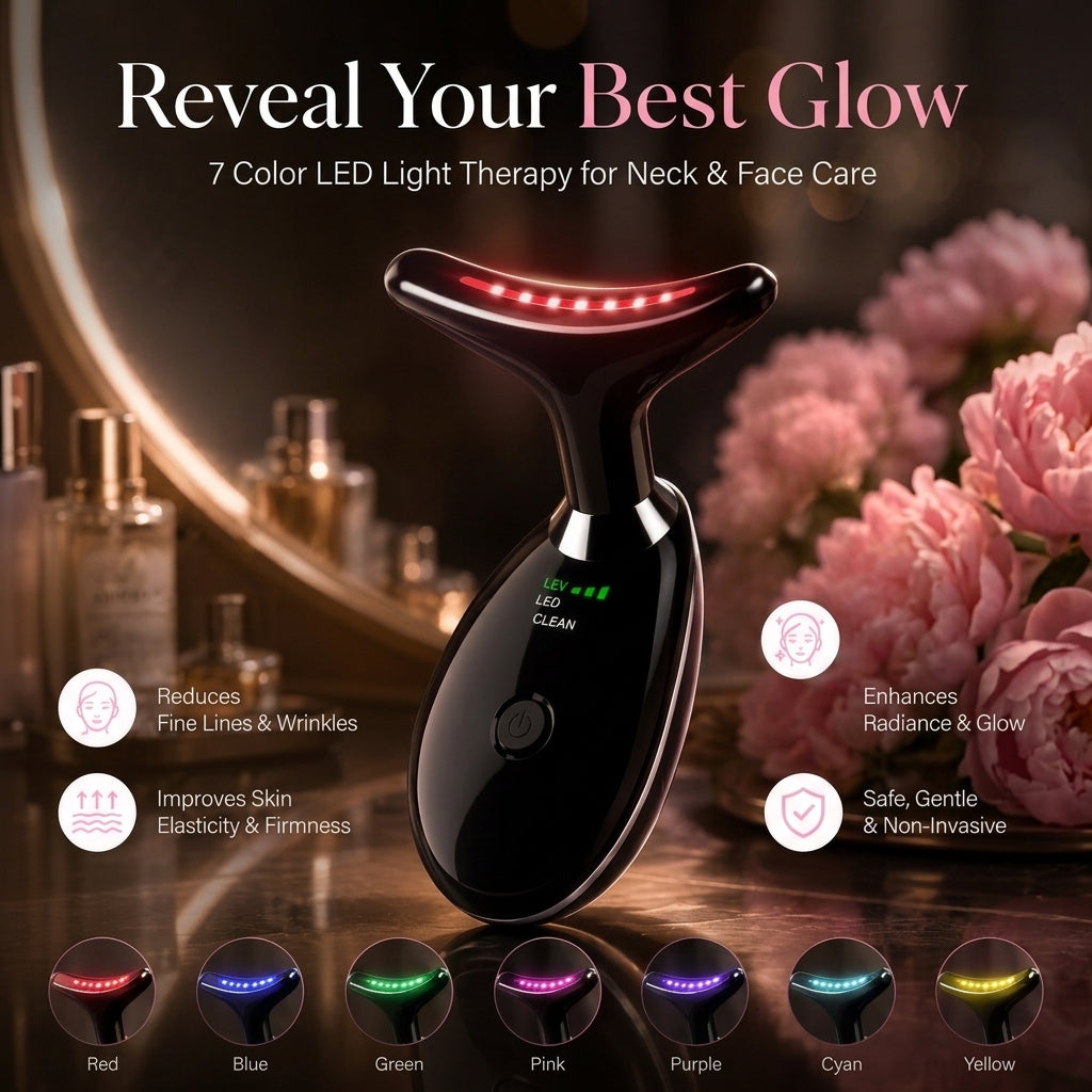 7-Color LED Face & Neck Massager – Glow, Lift & Firm Naturally