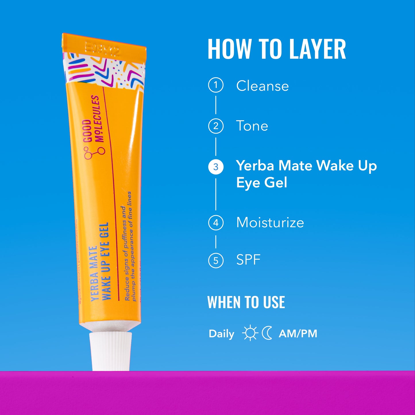 Yerba Mate Wake up Eye Gel - Hydrating Undereye Gel Cream with Hyaluronic Acid & Caffeine, Targets Dark Circles & Puffiness, Skincare for Face, 0.5 Fl Oz